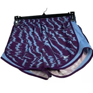 Nike Women's Dry Fit Tempo Lined Purple and Blue Running Shorts - Medium